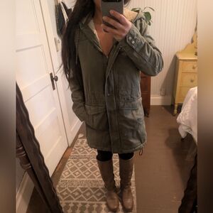 Patagonia Prairie Dawn Olive Green Utility Coat Sherpa Parka Winter Jacket Small
